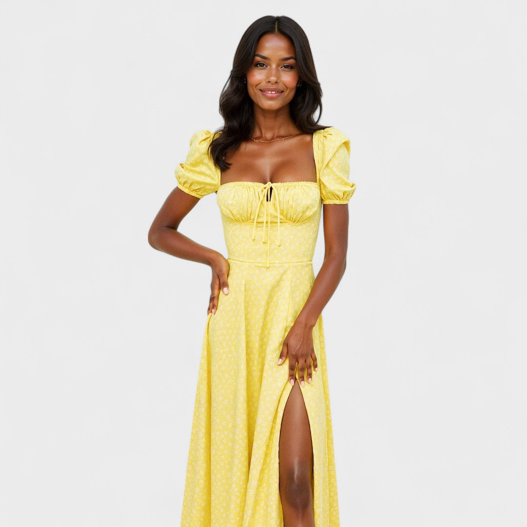 Helena - Vestido Verão com Decote Quadrado