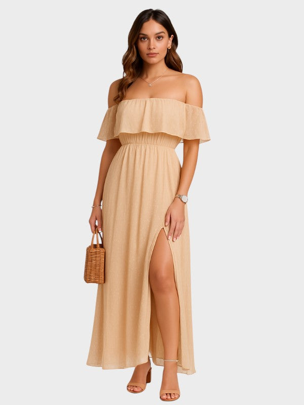 Beatriz - Vestido maxi com ombros à mostra